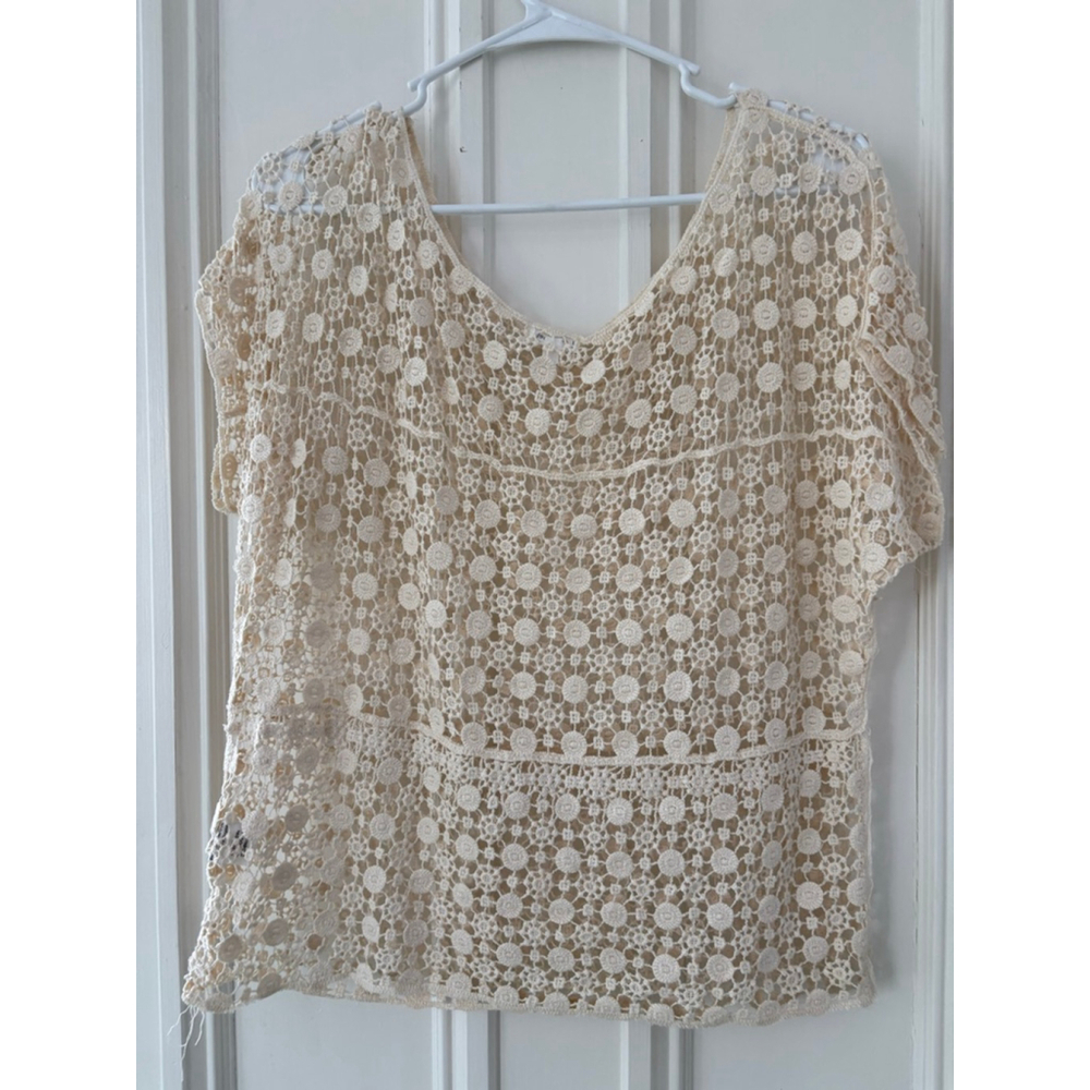 Teenbell Beige Crochet Knit Top M/L